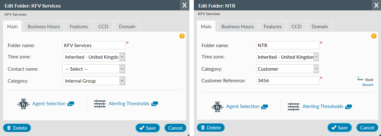Edit Folder Main Tab